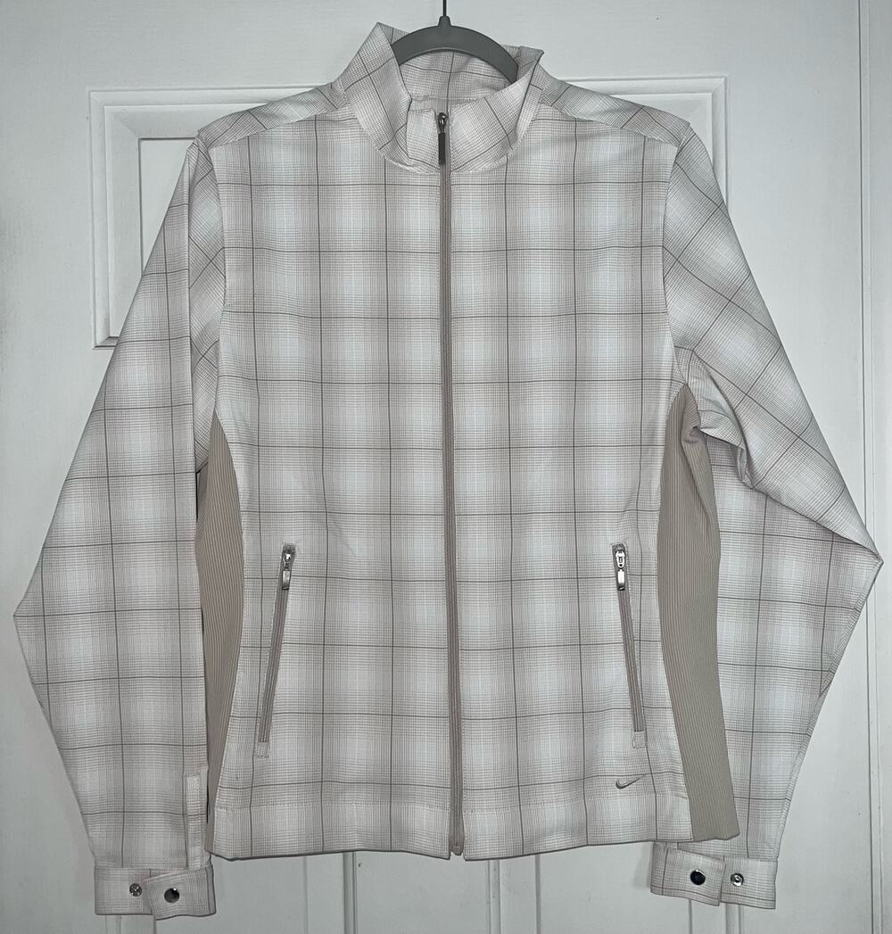 NIKE Golf - Beige/White Plaid Full Zip Jacket - size medium